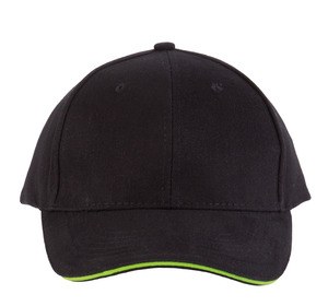 K-up KP011 - ORLANDO - MEN'S 6 PANEL CAP Black / Lime