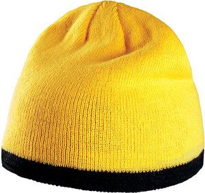 K-up KP515 - BEANIE HAT WITH BI-COLOUR BOTTOM BAND Yellow / Black
