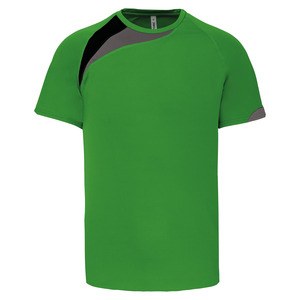 ProAct PA437 - KIDS' SHORT SLEEVE SPORTS T-SHIRT Green / Black / Storm Grey