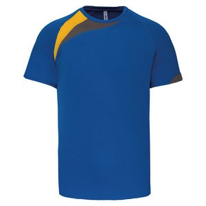 ProAct PA437 - KIDS' SHORT SLEEVE SPORTS T-SHIRT Sporty Royal Blue / Sporty Yellow / Storm Grey