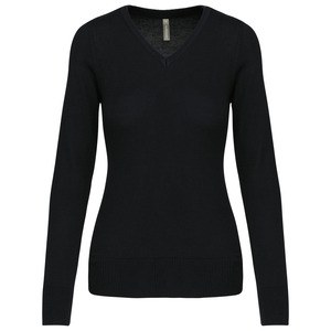 Kariban K966 - LADIES' V-NECK JUMPER Black/Black