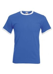 Fruit of the Loom SC245 - Ringer Men's T-Shirt 100% Cotton Royal Blue/White