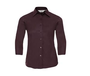 Russell Collection JZ46F - 3/4 Sleeve Fitted Shirt Port / Plum