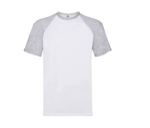 Fruit of the Loom SC237 - Short Sleeve Baseball T (61-026-0) White / Heather Grey