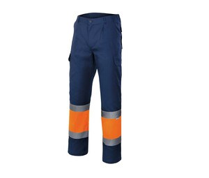 VELILLA VL157 - HIGH-VISIBILITY TWO-TONE PANTS Navy/Fluo Orange