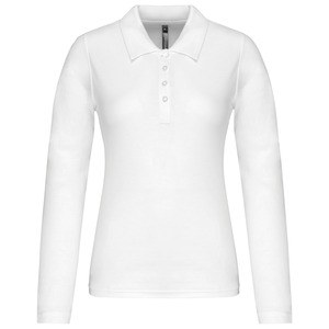 Kariban K257 - Ladies’ long-sleeved piqué polo shirt White