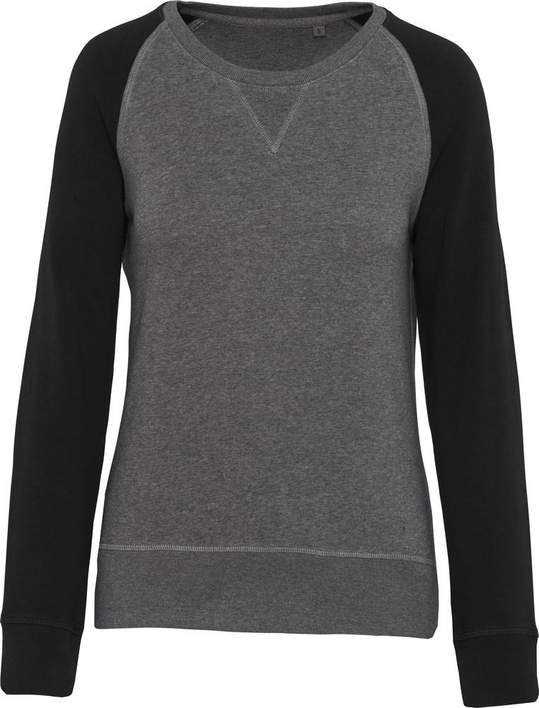 Kariban K492 - Women's organic two-tone round neck sweatshirt with raglan sleeves