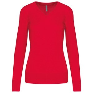 Kariban K966 - LADIES' V-NECK JUMPER Red