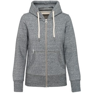 Kariban KV2307 - Women's vintage zipped hooded sweatshirt Slub Grey Heather
