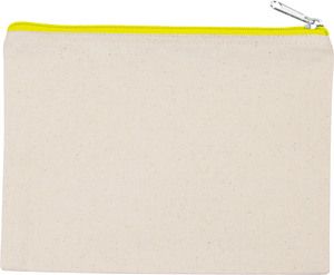 Kimood KI0721 - Canvas cotton pouch - medium model Natural / Fluorescent Yellow