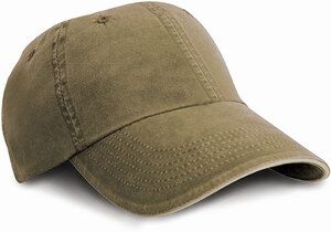 Result RC054X - Fine line washed cotton cap with sandwich visor Olive/ Stone