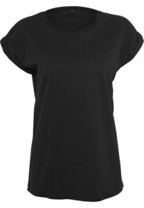 Build Your Brand BY138 - Ladies Organic Extended Shoulder Tee Black
