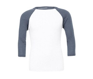 Bella + Canvas BE3200 - Baseball Sleeve T-Shirt White / Denim Triblend