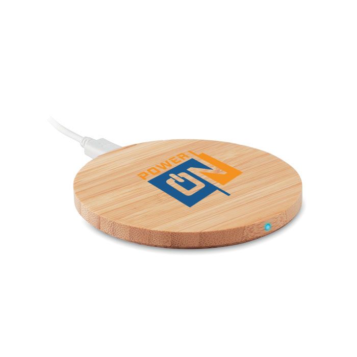 GiftRetail MO6390 - RUNDO + Round wireless charger bamboo