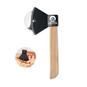 GiftRetail MO6592 - ZAZA Pizza cutter bamboo handle Black