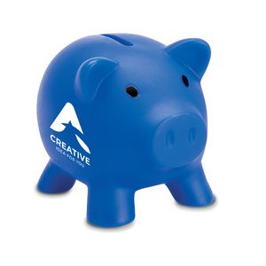 GiftRetail MO8132 - Piggy bank in PVC with an ABS stopper on the bottom Blue