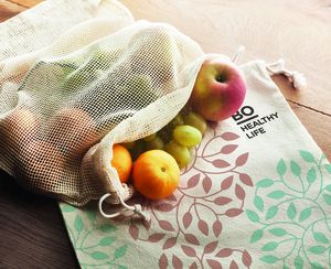 GiftRetail MO9865 - Reusable mesh bag in cotton Beige