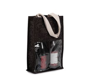 Kimood KI0268 - Jute bottle bag Black / Silver