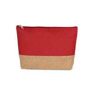 Kimood KI0276 - CANVAS & JUTE POUCH Arandano Red / Natural