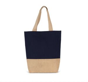 Kimood KI0298 - Shopping bag in cotton and bonded jute threads Minorca Navy / Natural