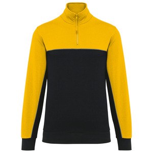 WK. Designed To Work WK404 - Unisex zipped neck eco-friendly sweatshirt Black / Yellow