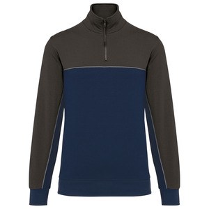 WK. Designed To Work WK404 - Unisex zipped neck eco-friendly sweatshirt Navy / Dark Grey