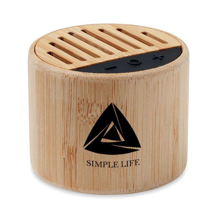 GiftRetail MO6818 - ROUND LUX Round bamboo wireless speaker