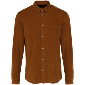 Kariban K599 - Men's long-sleeved corduroy shirt Washed Brandy