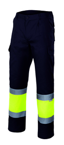 Velilla 156 - HV TWO-TONE LINED TROUSERS BLACK/HI-VIS YELLOW