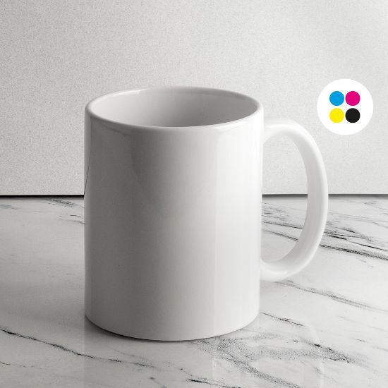 EgotierPro 33518 - White Ceramic 350ml Mug with Special Finish SUBLIMATION