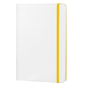 EgotierPro 37088 - White PU Cover Notebook with Elastic Closure COLORE