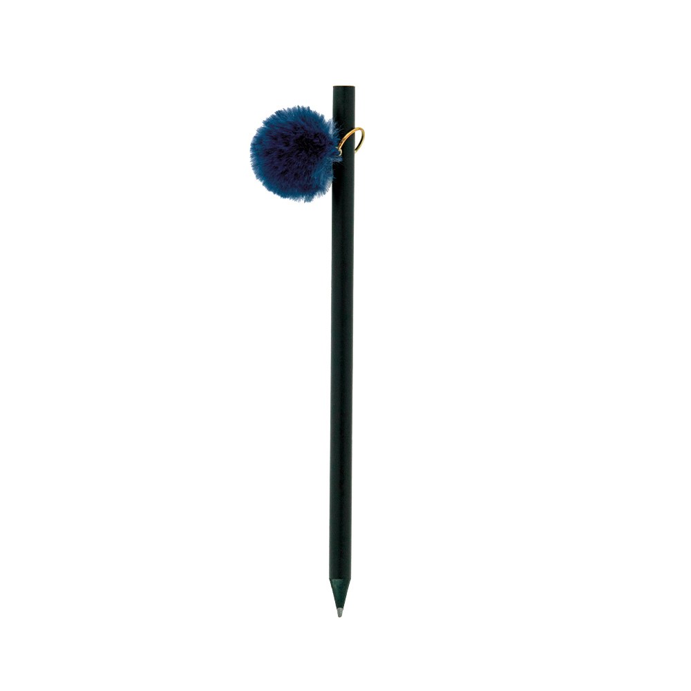 EgotierPro 37532 - Black Wooden Pencil with Colored Pompon GINGER