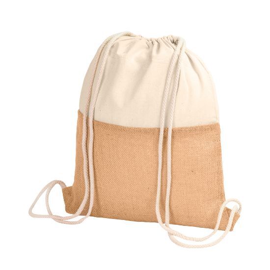 EgotierPro 39018 - Cotton and Jute Backpack with Cotton Handles HORIZON