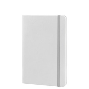 EgotierPro 39567 - A5 Notebook with PU Cover & Elastic Band, 96 Cream Striped Sheets LINED White