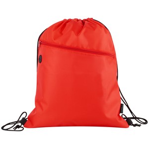 EgotierPro 50045 - RPET Drawstring Backpack with Front Zip CLIMATE Red