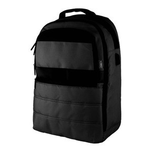 EgotierPro 52081 - RPET Backpack with Padded Laptop Compartment, USB WAY Black