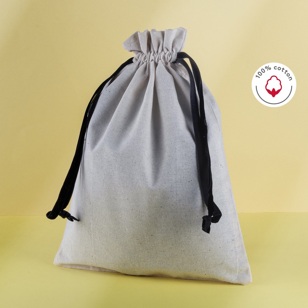 EgotierPro 52543 - Cotton Presentation Bags with Velvet Ribbons BIG