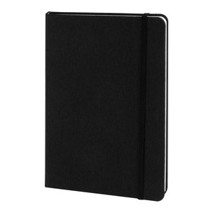 EgotierPro 53560 - A5 Notebook, RPET Covers, 80 Lined Sheets, Elastic THELUJI Black