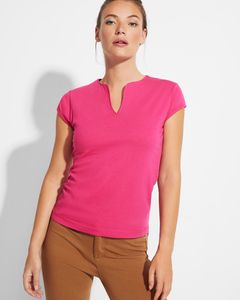 Roly CA6532 - BELICE Fitted t-shirt with crew neck and v-opening on front