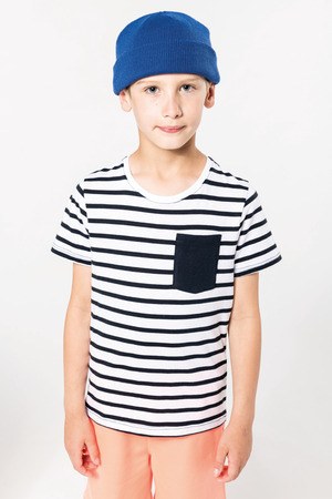 Kariban K379 - Kids striped short sleeve sailor t-shirt with pocket