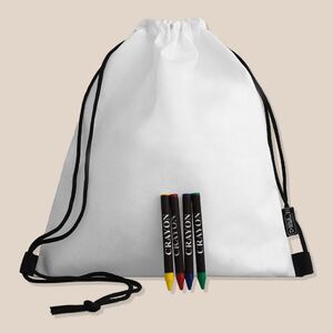 EgotierPro 53040 - RPET Nonwoven String Backpack with Crayons STROLL